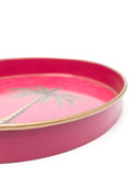 Les Ottomans Flora Hand Painted Iron Tray Pink Palm