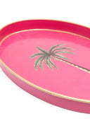 Les Ottomans Flora Hand Painted Iron Tray Pink Palm