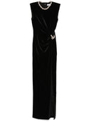 Self Portrait Black Velvet Embellished Maxi Dress