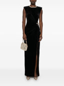 Self Portrait Black Velvet Embellished Maxi Dress