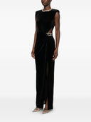 Self Portrait Black Velvet Embellished Maxi Dress