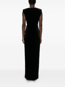 Self Portrait Black Velvet Embellished Maxi Dress