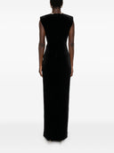 セルフポートレートブラックベルベット装飾されたマキシドレス