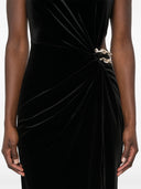 セルフポートレートブラックベルベット装飾されたマキシドレス