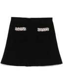 Self Portrait Black Knit Embellished Mini Skirt