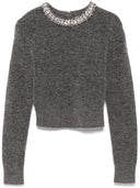 Self Portrait Charcoal Embellished Knit Top