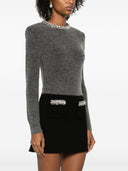 Self Portrait Charcoal Embellished Knit Top
