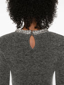Self Portrait Charcoal Embellished Knit Top