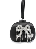 Self Portrait Black Satin Top Handle Clutch Bag