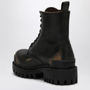 Balenciaga Black/Brown Lace Up Boot With Worn Effect