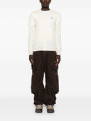 Comme des Garçons Gioca a V Neck Cardigan White Emblem Knit
