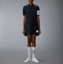 Thom Browne Polo Dress In Textured Pique W/ Eng 4 Bar