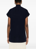 Strong Cashmere Wool Rib Knit Oversized Vest