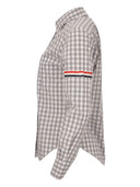 Thom Browne Classic Long Sleeve Point Collar Shirt W/Armbands In Gingham Check Poplin
