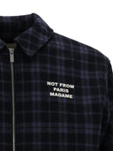 Dr�Le De Monsieur Navy Check Flannel Jacket With Slogan