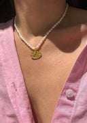 Hermina Athens Minoas Charm Oval Pearl Necklace