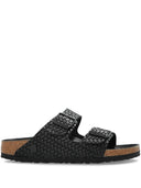 Birkenstock Arizona Black, Natural Leather Woven Emboss
