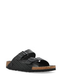 Birkenstock Arizona Black, Natural Leather Woven Emboss