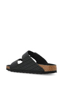 Birkenstock Arizona Black, Natural Leather Woven Emboss