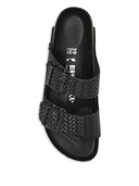 Birkenstock Arizona Black, Natural Leather Woven Emboss