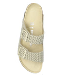Birkenstock Arizona Ecru, Natural Leather Woven Emboss