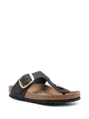 Birkenstock Gizeh Big Buckle Black, Nubuck Leather