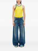 Msgm Wide Leg Trousers In Blue Washed Denim