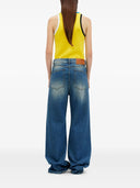 Msgm Wide Leg Trousers In Blue Washed Denim