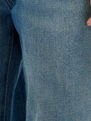 Msgm Wide Leg Trousers In Blue Washed Denim