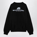 Balenciaga Oversized Black Cotton Sweatshirt With Logo
