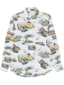 Thom Browne Straight Fit Bd Pc L/S Shirt W/Gg Armband In Scenic Toile Small Cotton Popeline