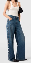 Stella Mc Cartney Dark Blue Wide Button Up Leg