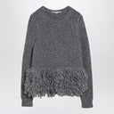 Stella Mc Cartney Grey Wool Sweater With Feather Insert
