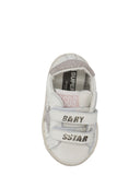 Golden Goose Baby School Nappa Upper And List Glitter Star And Heel