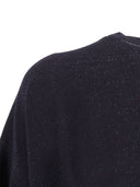 Fabiana Filippi Maxi T Shirt In Cotone Organico Chicco Riso Lurex Color Blu Notte