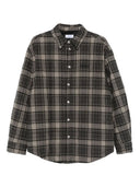 Off White Spray Arr Check Flan Padd Ove Dark Grey