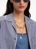 Palm Angels Curved Logo Print Striped Shirt