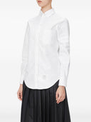Thom Browne Classic Point Collar Shirt W/ Engineered Satin Weave 4 Bar In Oxford