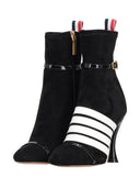 Thom Browne Trompe L'oeil 4 Bar Sandal Ankle Boot W/ 105 Mm Round Curved Heel In Stretch Soft Suede