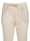 Fabiana Filippi Pantalone Jogging Con Pinces In Frescolana E Filo Diamante Color Burro