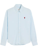 Ami Paris Classic Shirt Button Down Collar With Embroidered Ami De Coeur