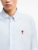 Ami Paris Classic Shirt Button Down Collar With Embroidered Ami De Coeur