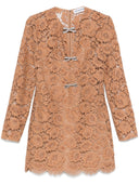 Self Portrait Tan Lace Bow Mini Dress