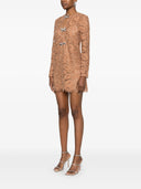 Self Portrait Tan Lace Bow Mini Dress