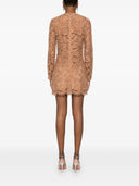 Self Portrait Tan Lace Bow Mini Dress