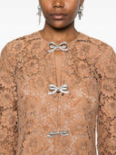Self Portrait Tan Lace Bow Mini Dress