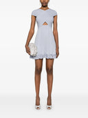 Autorretrato de encaje de punto azul inserto mini vestido