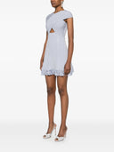 Autorretrato de encaje de punto azul inserto mini vestido