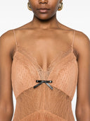 Mini vestido de malla de tostado de autorretrato