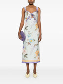 Self Portrait Blue Floral Silk Twill Midi Dress